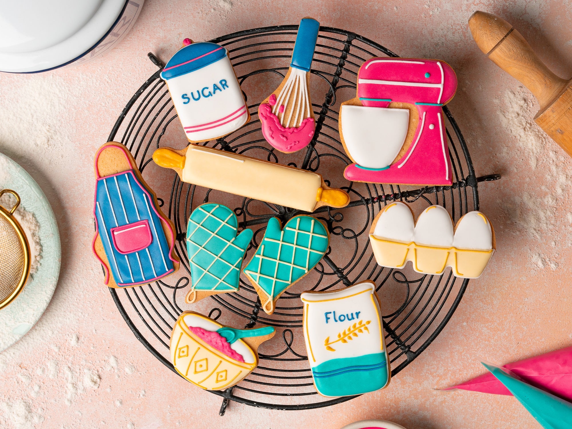 Hand-iced Mother's Day biscuits from Biscuiteers, perfect for last-minute personalized gifts, beautifully detailed and unique.