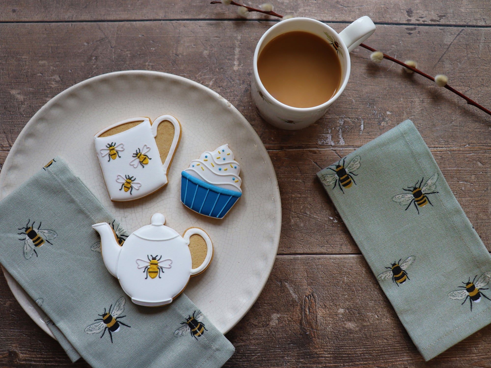 Mother's Day Biscuiteers letterbox biscuits in collaboration with Sophie Allport, featuring elegant floral designs.