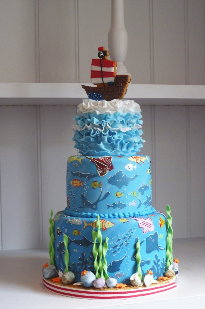 Under the Sea Pirate Ship Cake by Biscuiteers, perfect for birthdays and personalized gifts.