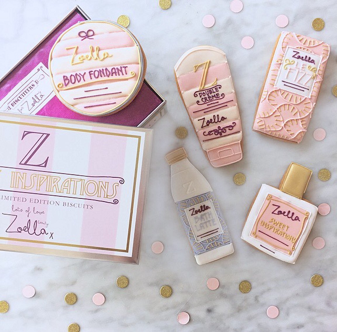 Zoella Sweet Inspirations launch: Biscuiteers bespoke biscuits, personalized gifts for bloggers, perfect for celebrations.