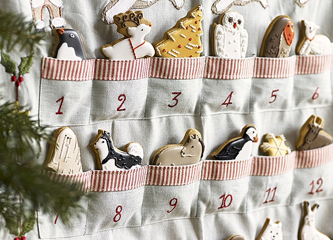 Biscuiteers Christmas biscuit advent calendar with festive designs, perfect for personalized holiday gifts and celebrations.