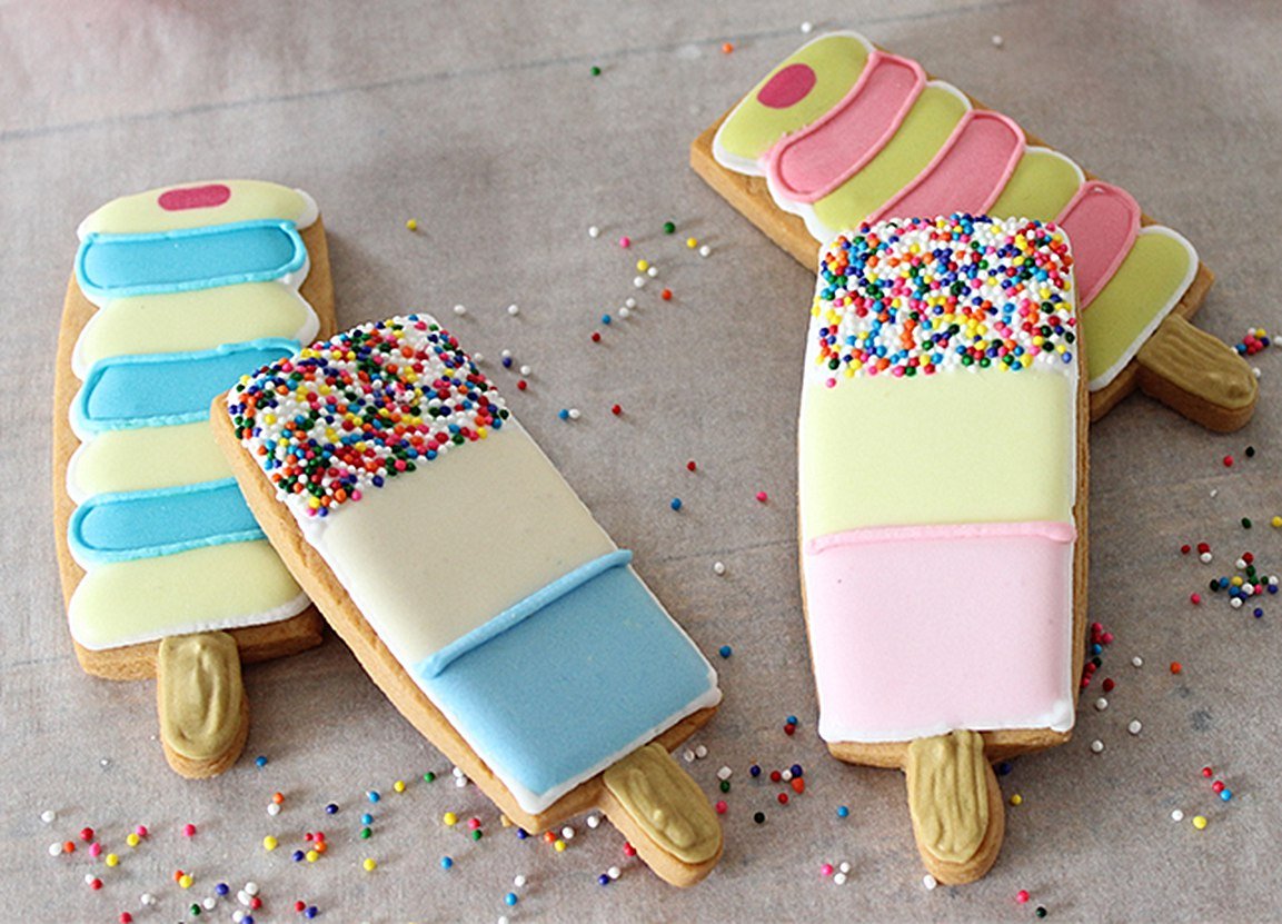 Hand-iced summer ice lolly biscuits by Biscuiteers, perfect for picnics, BBQs, and personalized gifts.