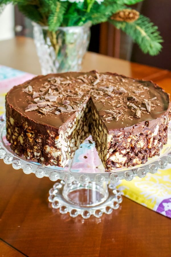 No-Bake Chocolate Biscuit Cake, a royal favorite, perfect for Jubilee celebrations and personalized gifts from Biscuiteers.