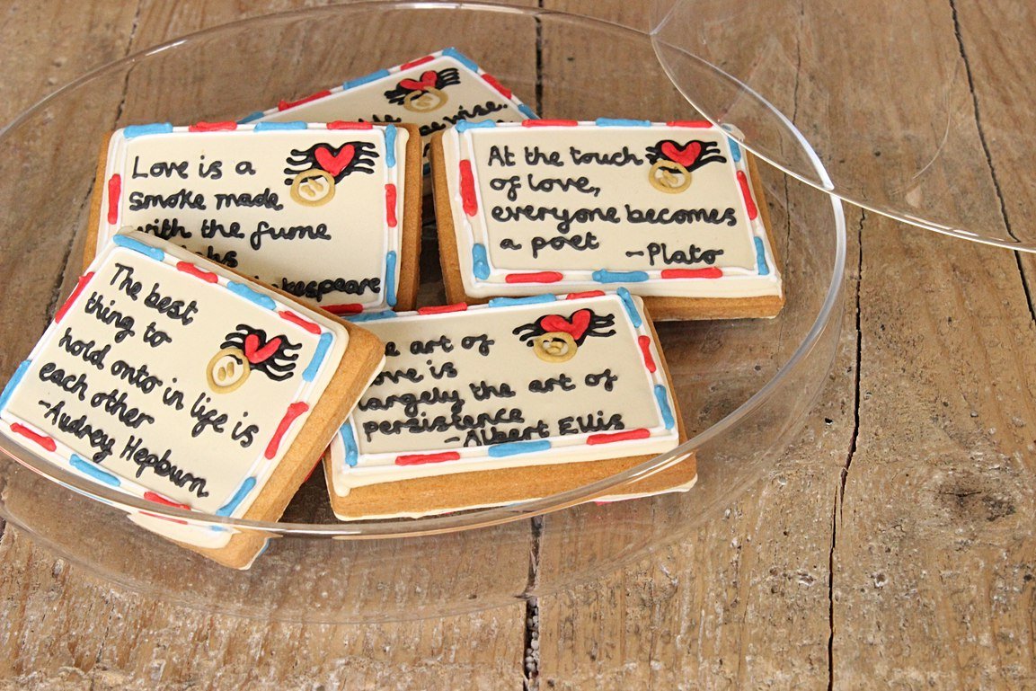 Pistachio 'Love Letter' biscuits by Biscuiteers, perfect for Valentine's Day, personalized gifts, and romantic gestures.