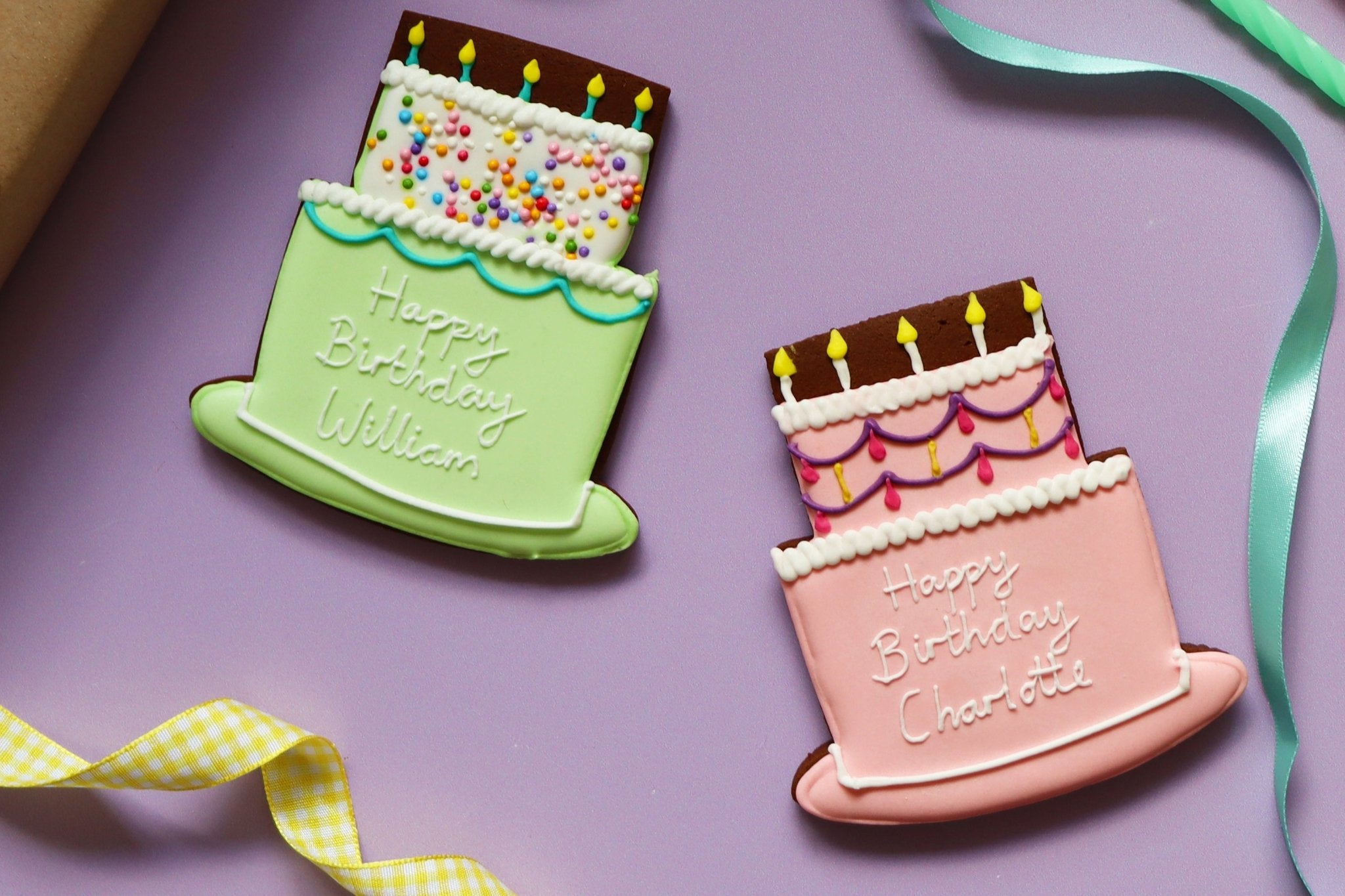 Personalised birthday cake biscuits by Biscuiteers, perfect for last-minute gifts, beautifully iced and delivered next day.