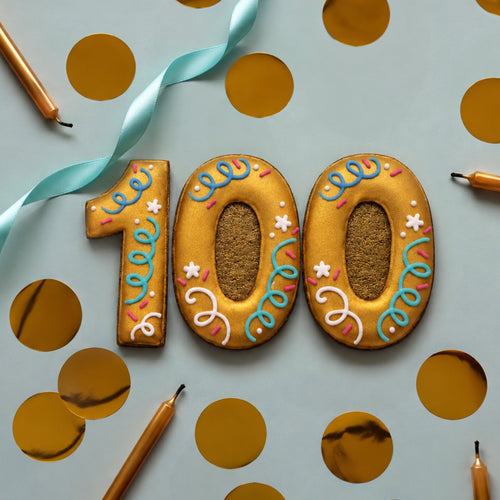 100th Birthday Milestone Letterbox Biscuit - Biscuiteers