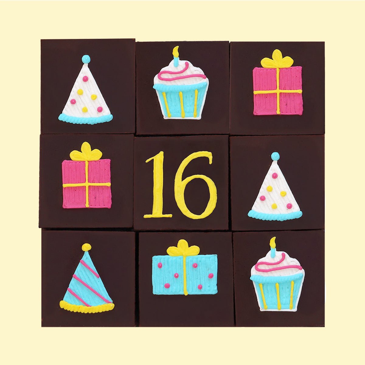 16th Birthday Milestone Brownies - Biscuiteers