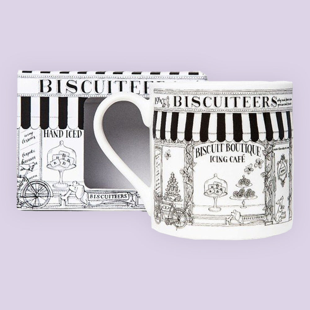 Biscuiteers Mug cutout on purple background