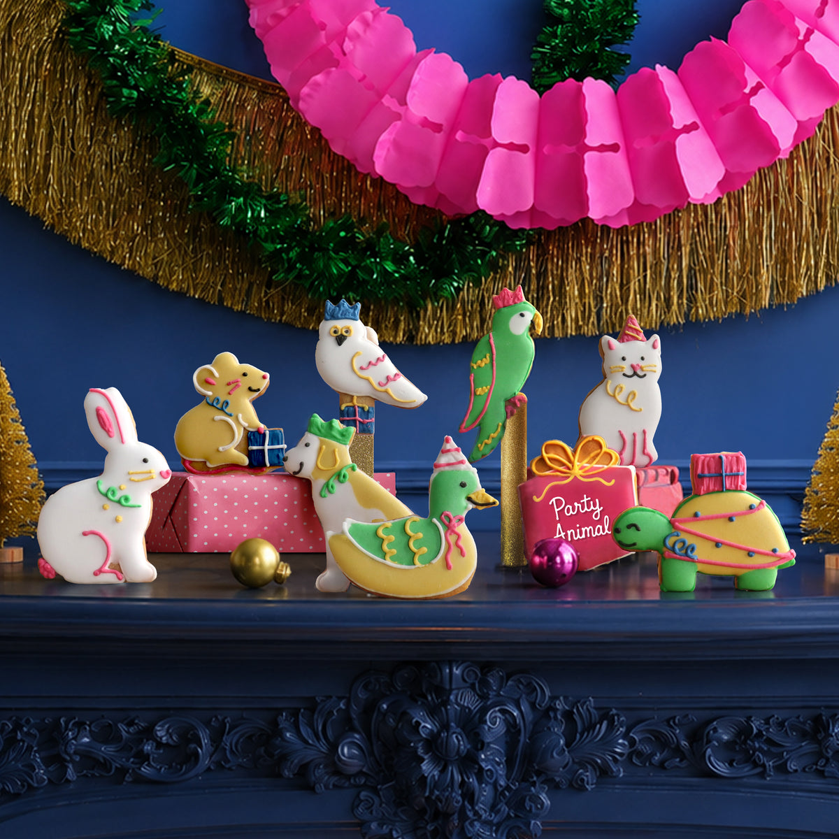 Personalised Christmas Party Animals Biscuit Tin