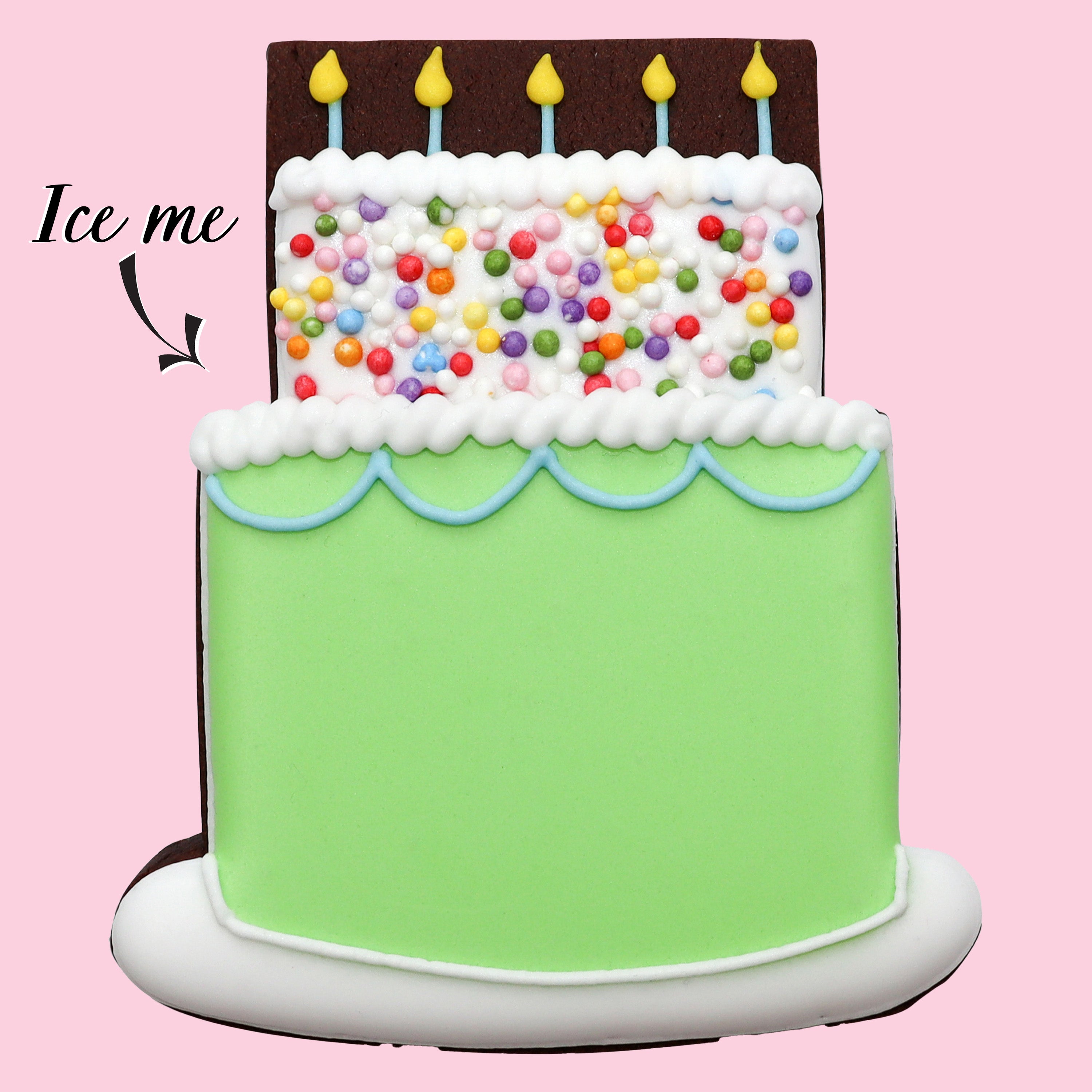 Personalised Green Birthday Cake Letterbox Biscuit