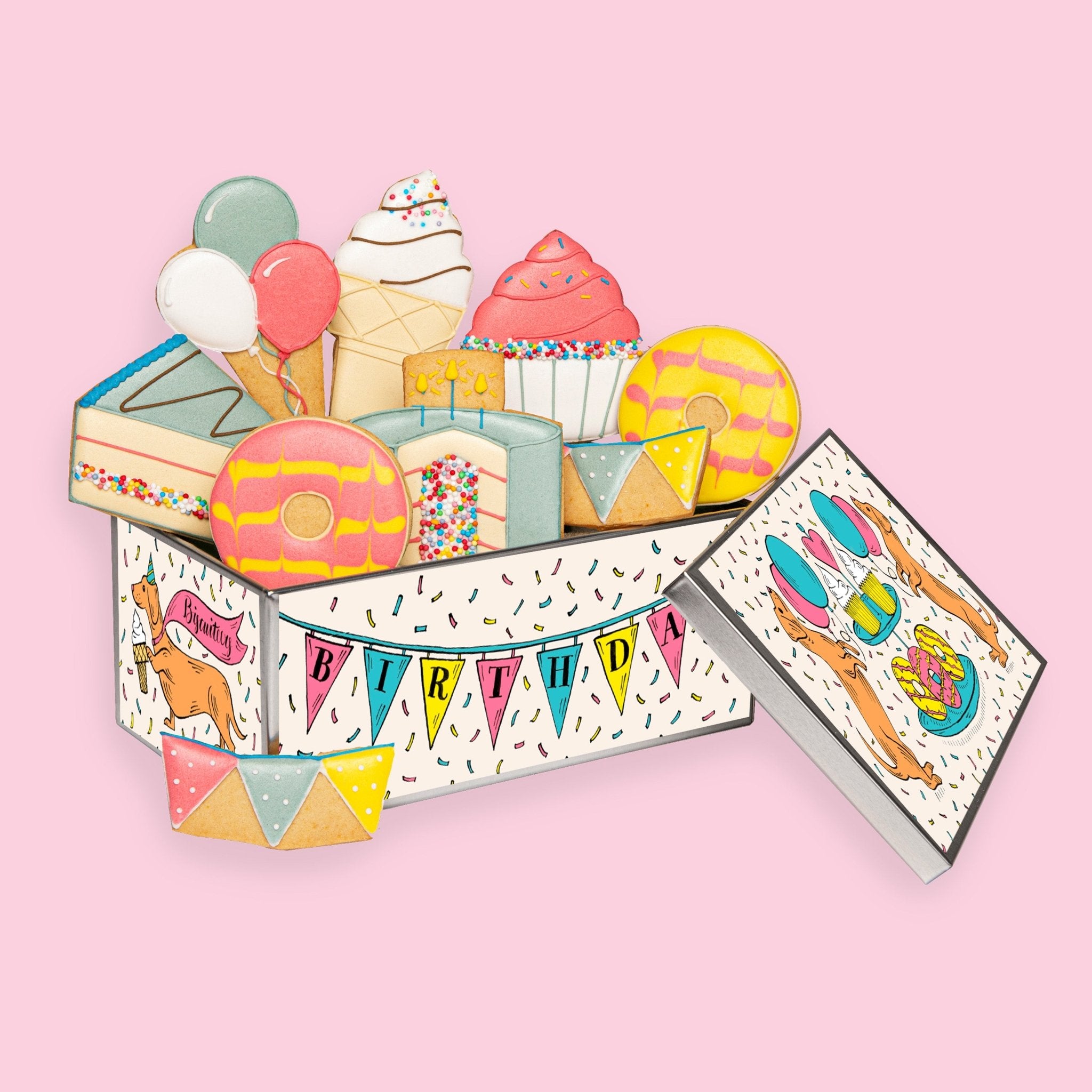 Birthday Treats Macaron Gift Box - Biscuiteers