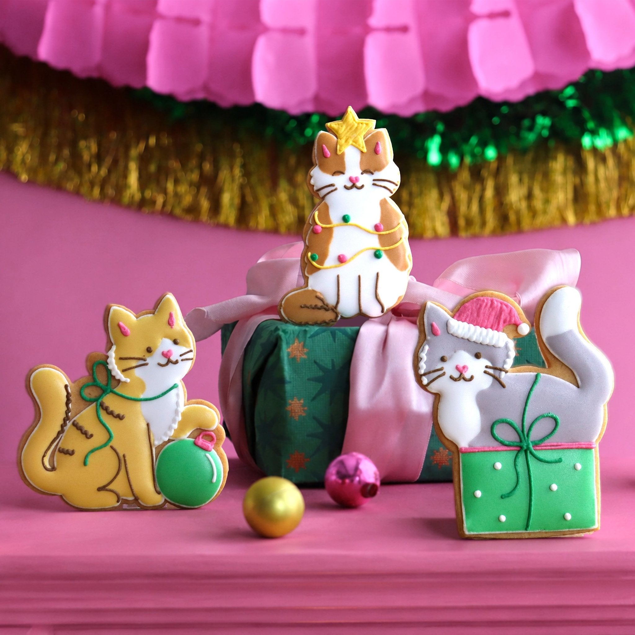 Christmas Cats Letterbox Biscuits - Biscuiteers