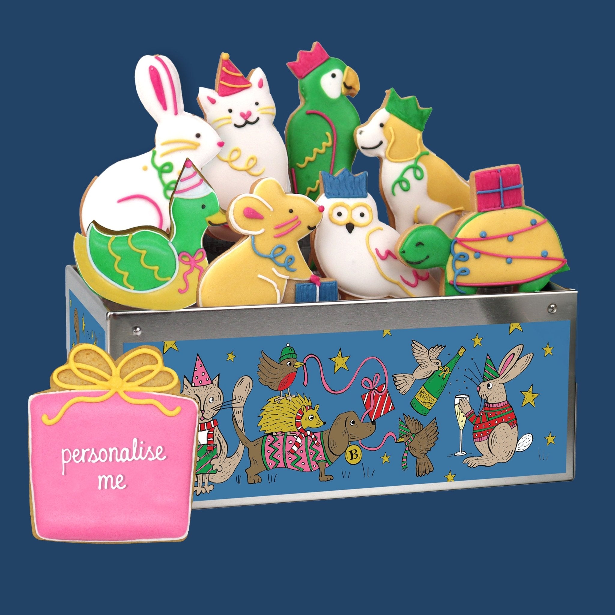 Christmas Party Animals Biscuit Tin - Biscuiteers