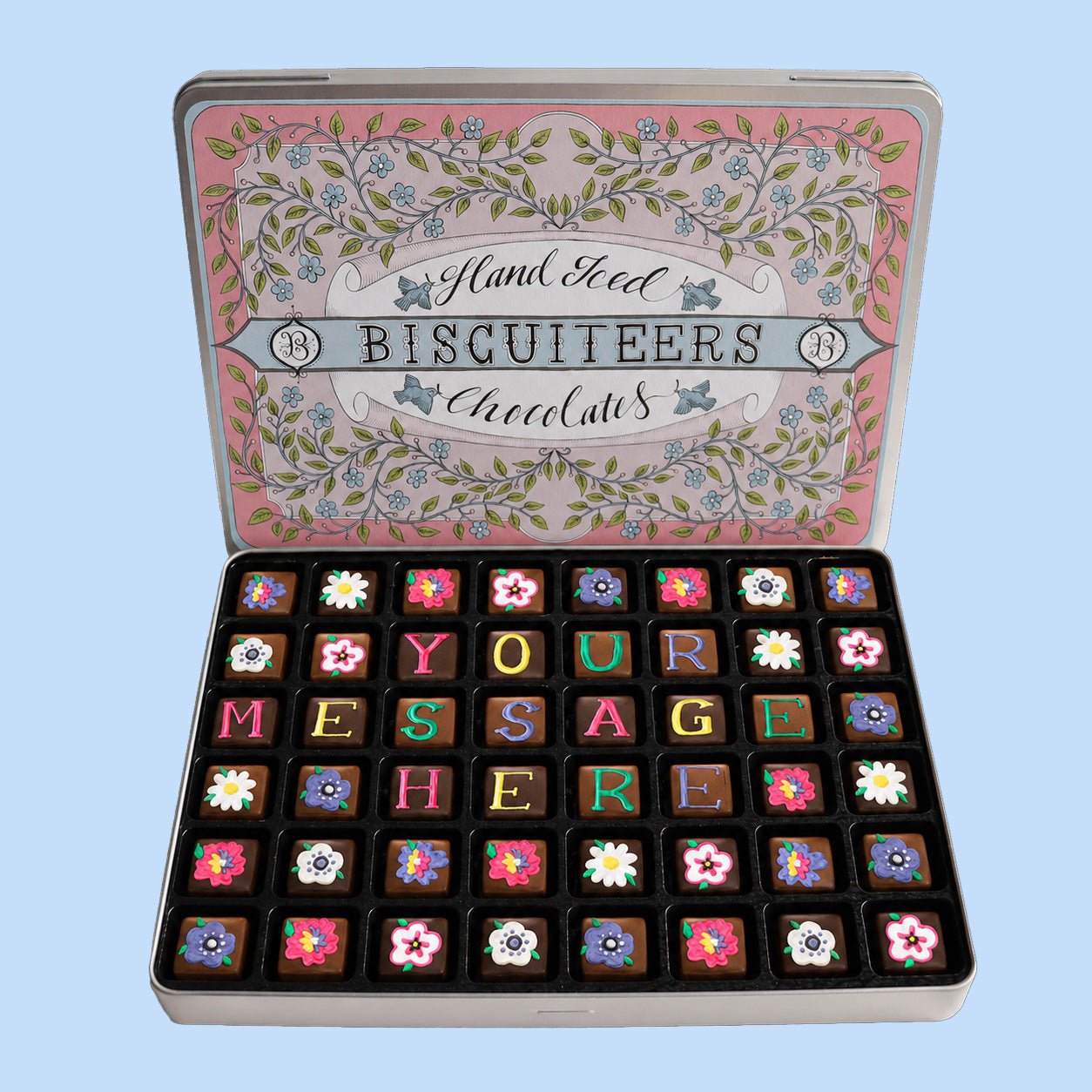 Giant Tin Personalised Bouquet Chocolates - Biscuiteers