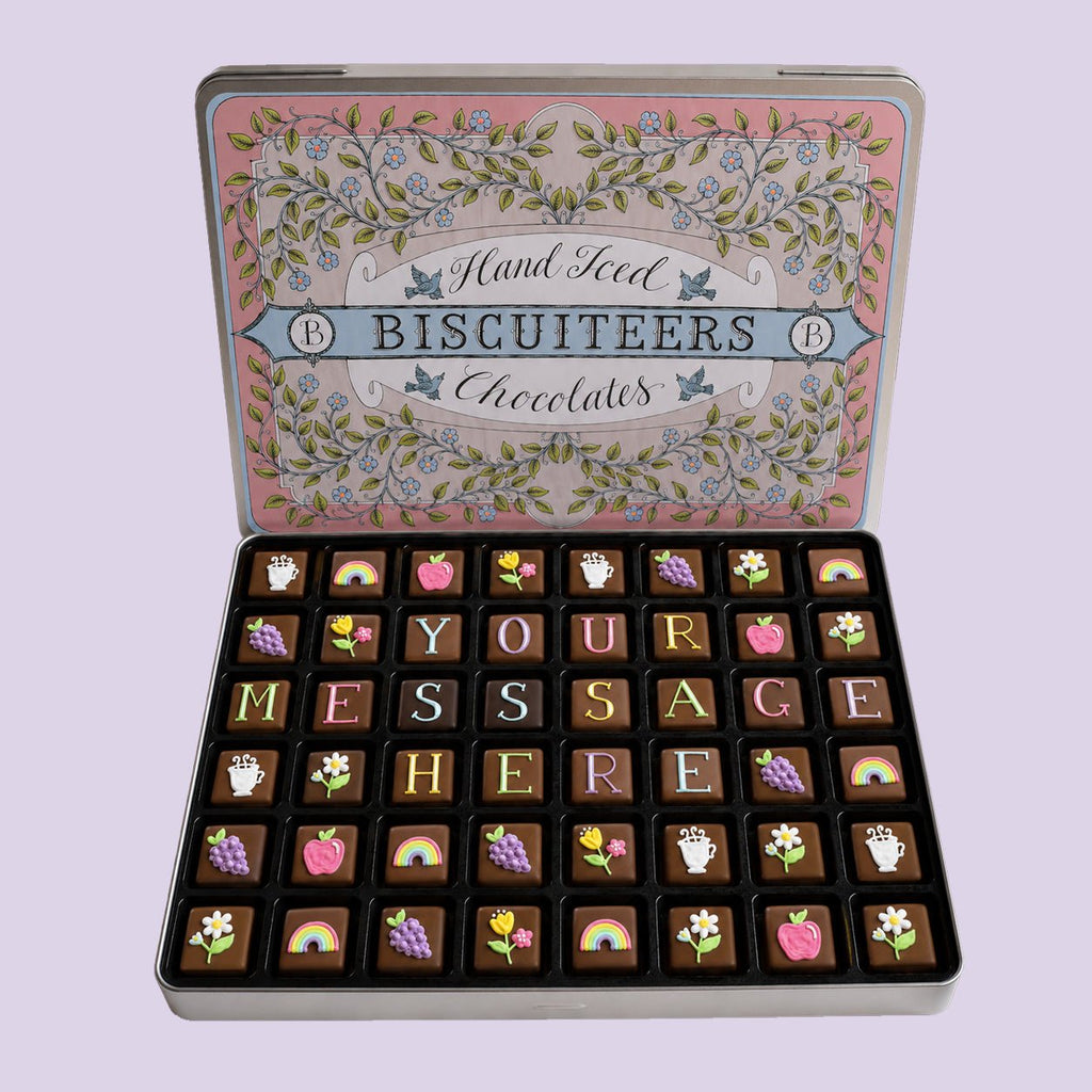 Giant Tin Personalised Get Well Soon Chocolates - Biscuiteers