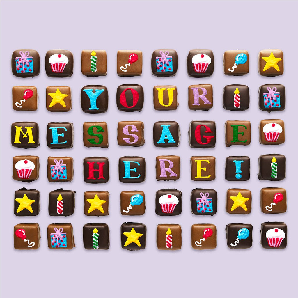 Giant Tin Personalised Happy Birthday Chocolates - Biscuiteers