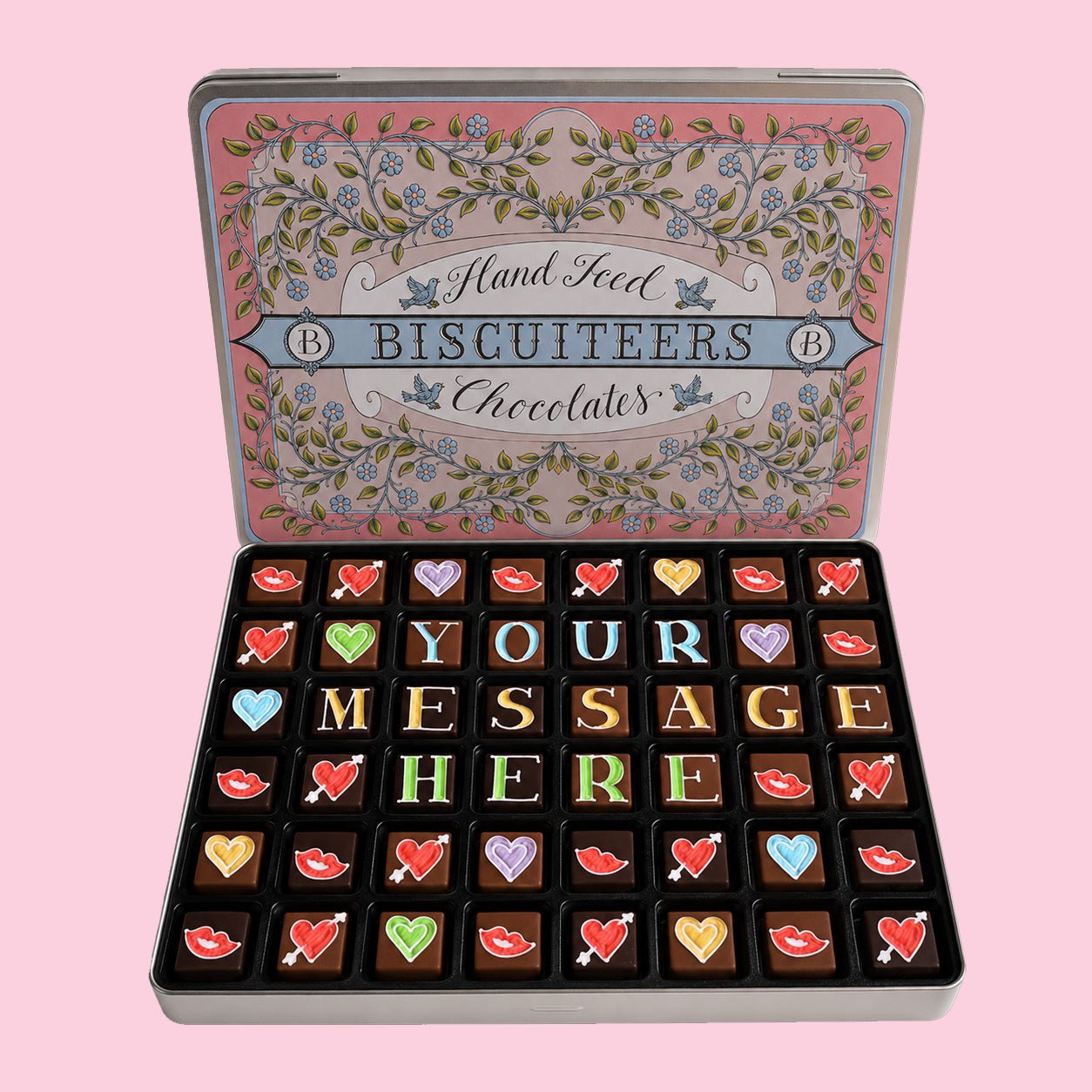 Giant Tin Personalised Love Chocolates - Biscuiteers