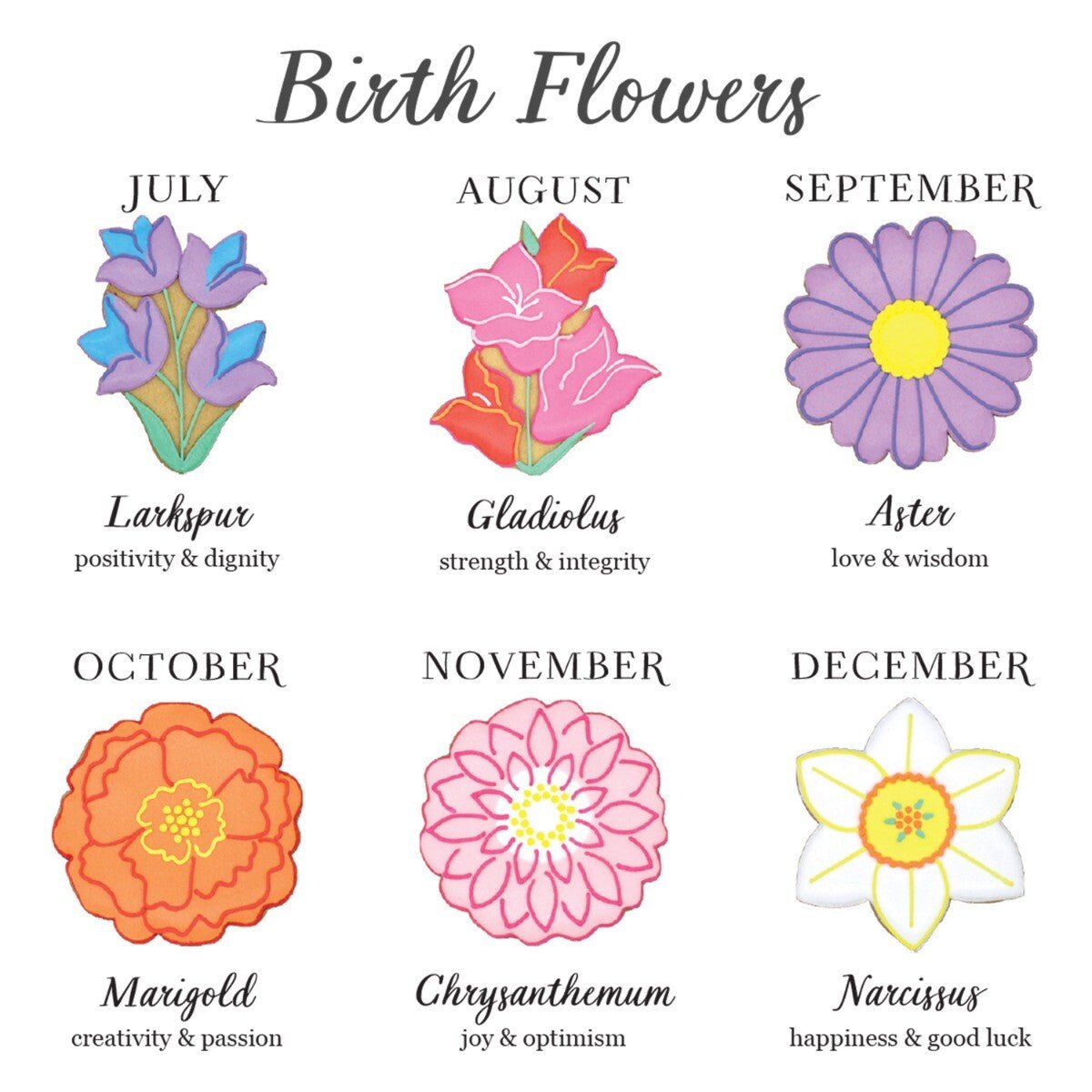Marigold October Birth Flower Letterbox Biscuit - Biscuiteers