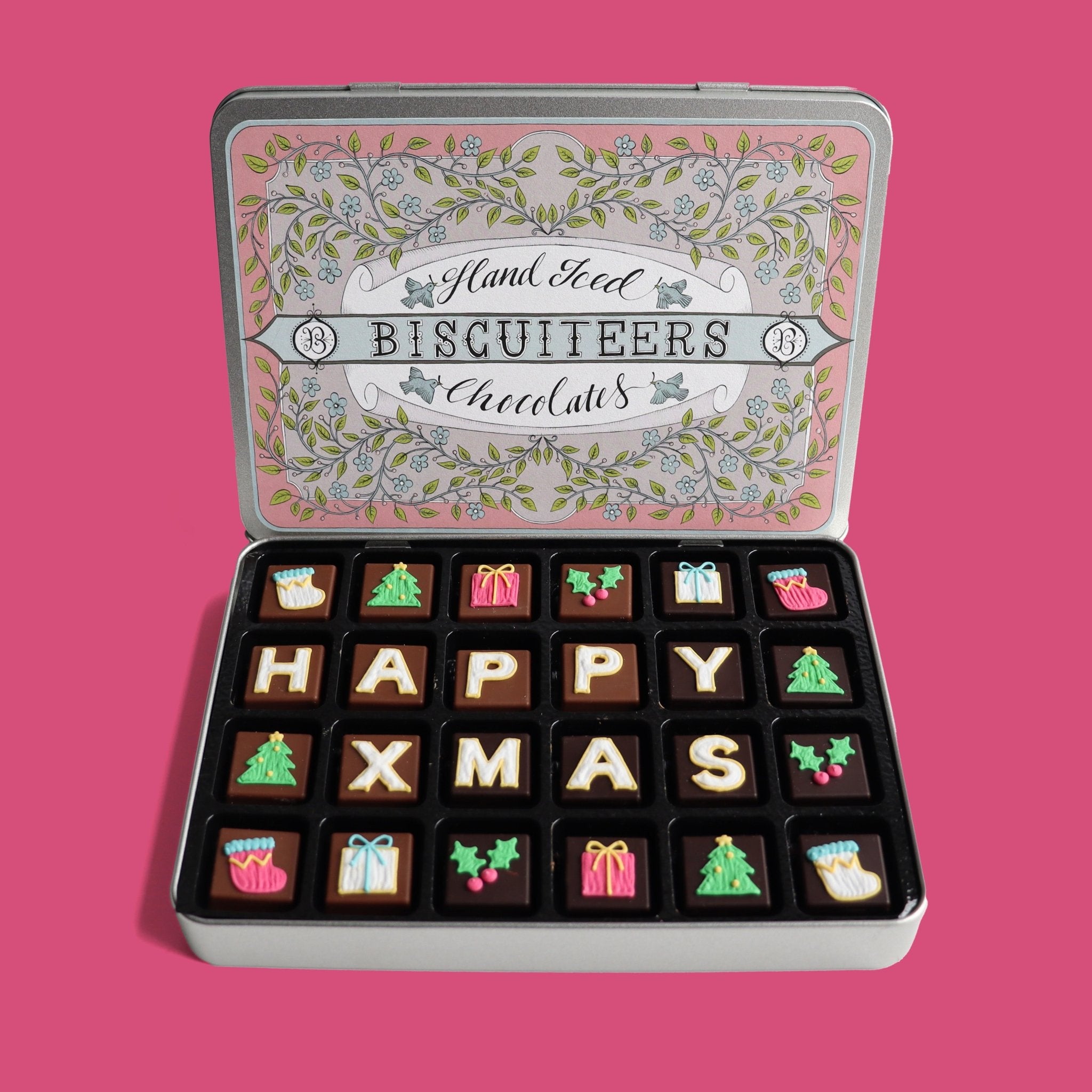 Medium Tin Happy Christmas Chocolates - Biscuiteers