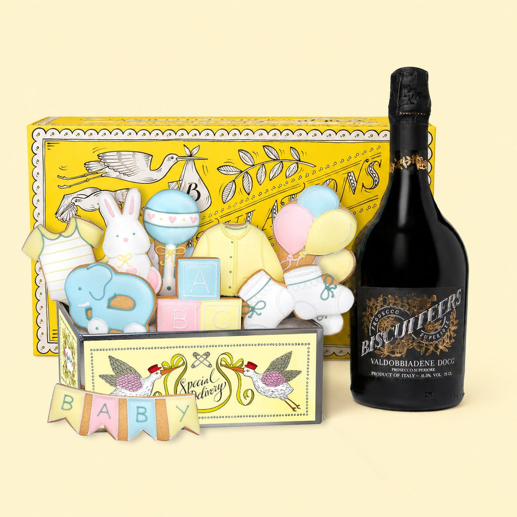 New Baby Prosecco Gift Box - Biscuiteers