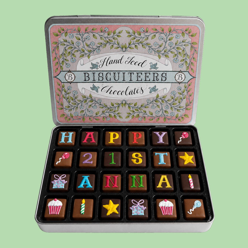 Personalised Medium Tin Birthday Celebration Chocolates - Biscuiteers