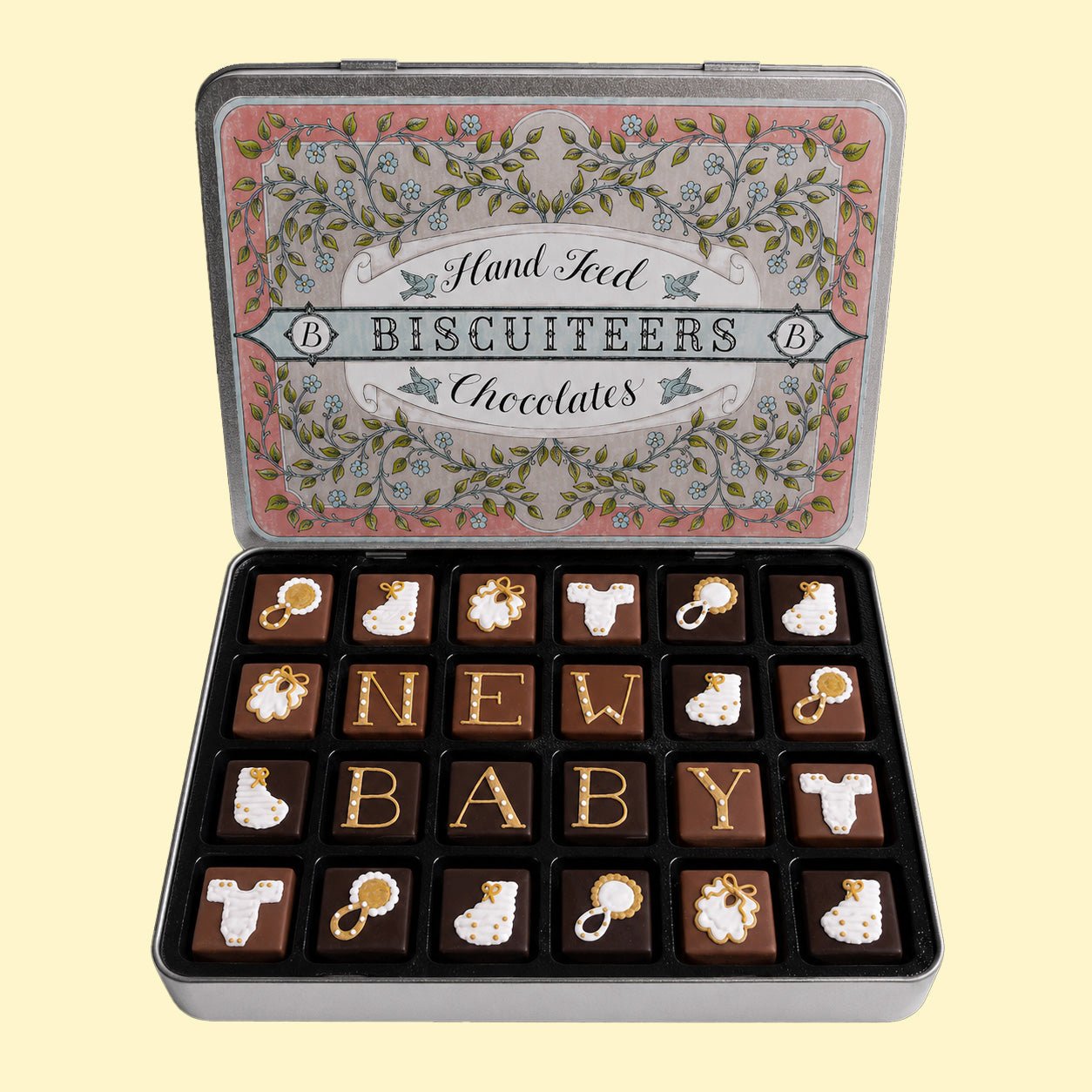 Personalised New Baby Chocolates Medium Tin - Biscuiteers