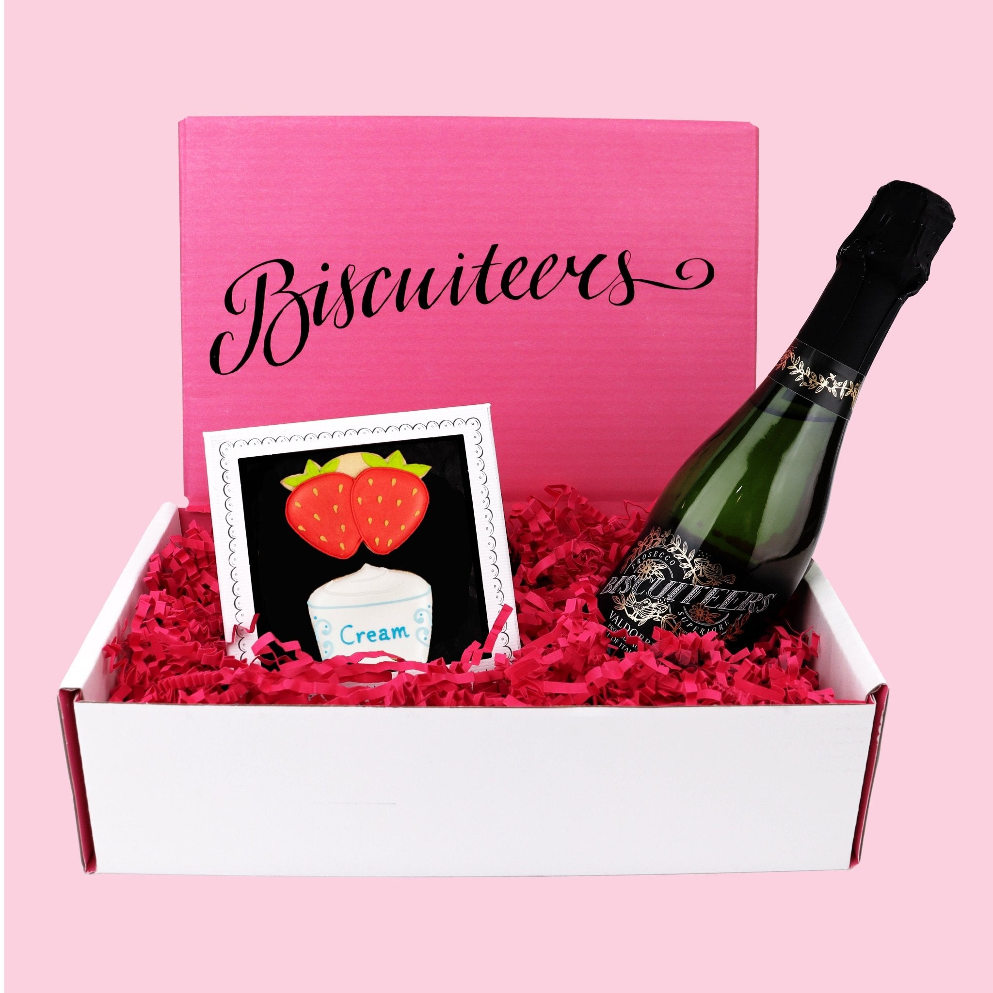 Strawberries And Cream Mini Gift Box - Biscuiteers